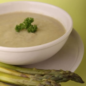 Sopa de espargos rica em proteínas - Velouté d'asperges