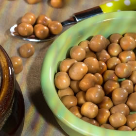 Bolas de soja proteicas sabor caramelo amendoins - Boules caramel cacahuète