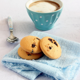 Mini biscoitos baunilha com pepitas de chocolate 