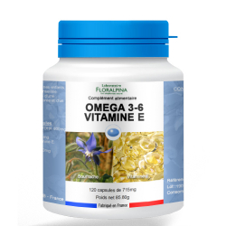 Omega 3/6 Vitamina E 120 cápsulas de 715 mg suplemento alimentar