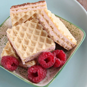 Gaufrettes protéinées chocolat blanc et framboise 