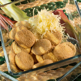 Biscoitos aperitivos proteinados salgados com sabor a fiambre e queijo - Biscuits jambon fromage