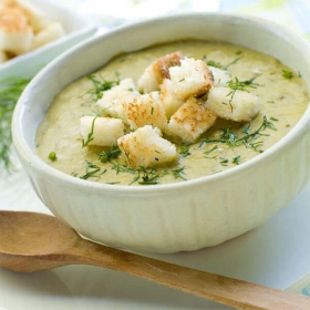 Zuppa di verdure iperproteica e crostini - Soupe Légumes Verts Croutons