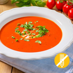 SEM GLÚTEN Sopa de tomates rica em proteínas - Gaspacho